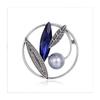 Decorative Crystal Oval Navy Blue Brooch Jewelry For Women