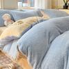 Solid Color Bedding Set Winter Thickened Warm Duvet Cover Pillowcase Four Piece Set Flannel Coral Fleece Bed Sheet Quilt Cover