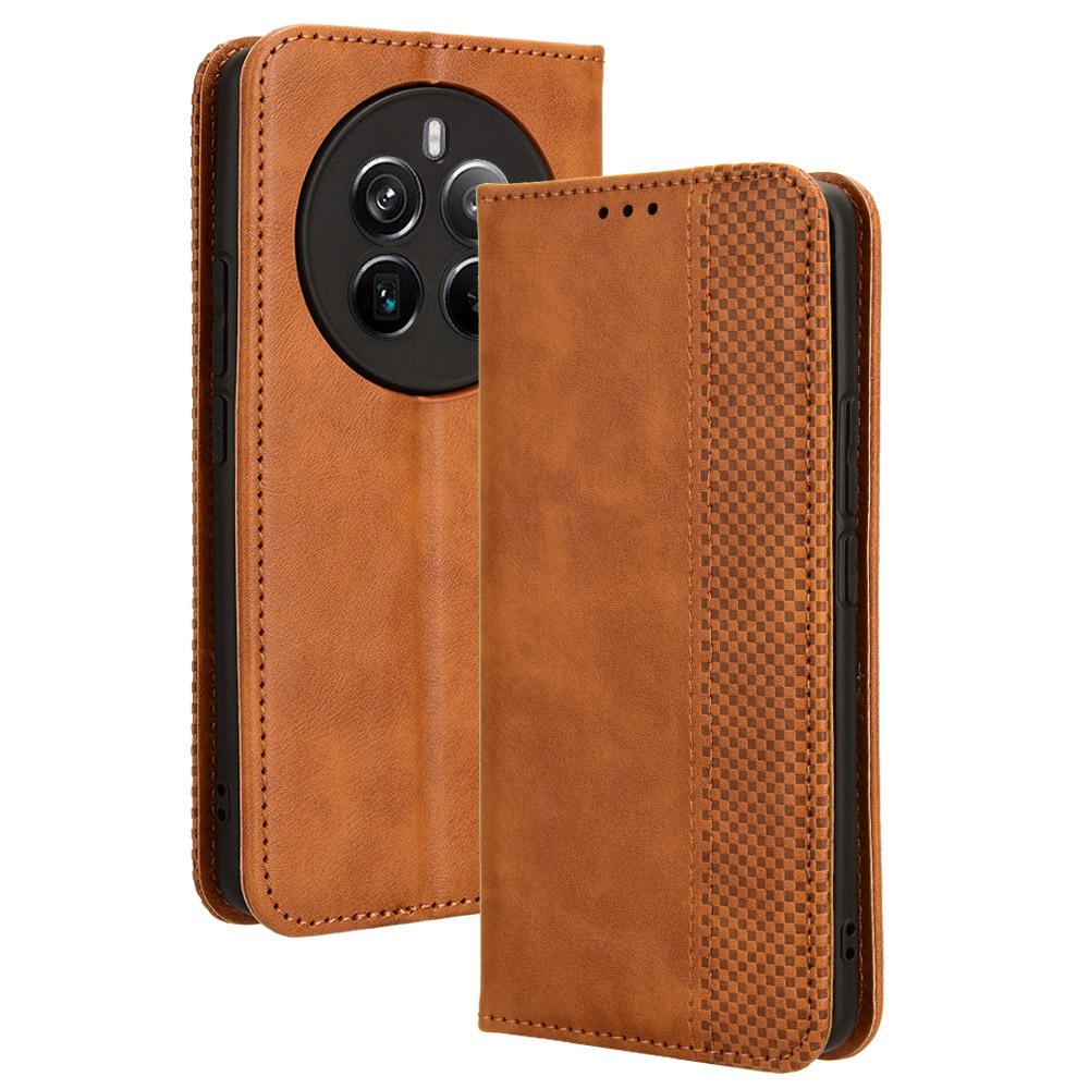 Dla Realme 12 4G/12+ 5G/Narzo 70 Pro 5G/Narzo 70 5G/P1 5G/13 4G Etui portfelowe Stojak do oglądania Skórzane Tekstura retro Pokrowiec na telefon