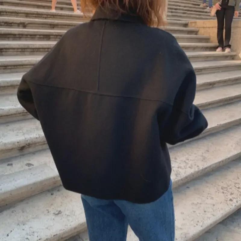 Koreanischer Chic Retro Puffärmel Wollcardigan - Damen Herbst/Winter Kurzmantel