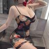 Fan Lei slightly drunk rose lace perspective hip-wrapped suspender skirt flirting sexual interest free erotic underwear 1010