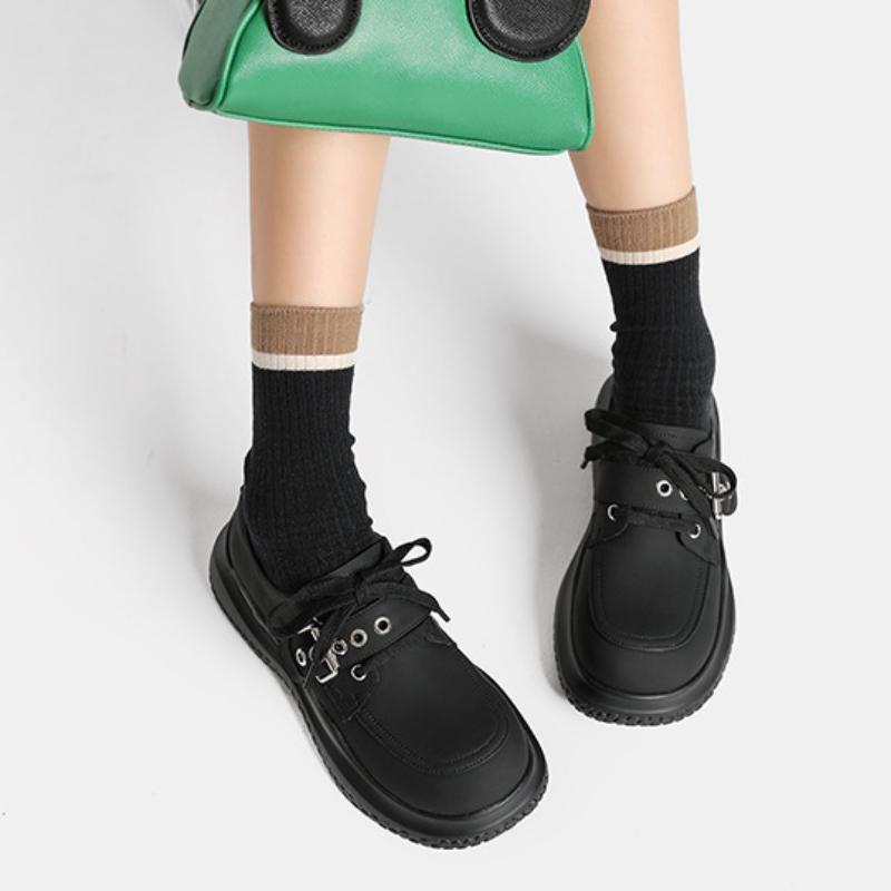 Casual Thick Bottom Small Leather Shoes Elevated Increase 2024 New Fashion Simple All-match Solid Color Women Shoes Autumntime