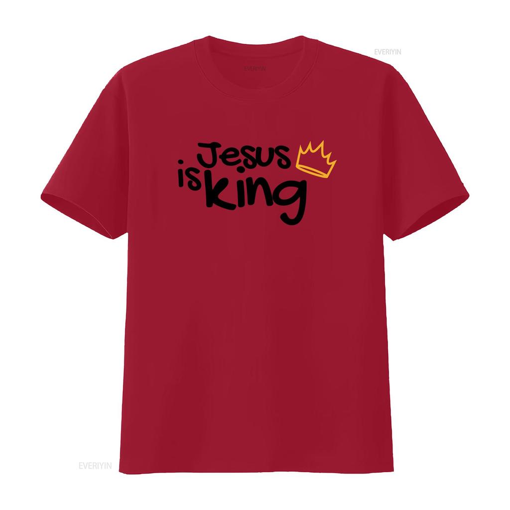 Christian T Shirt Jesus is King Faith Worship God Design vintage Washed Stretched Unisex Casual Comfortable Stylish Soft