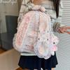 Schoolbag Bow Sweet Fashion Backpack Rabbit Ears Lace Design Commuter Backpack Cute Girly Heart ins School Bag