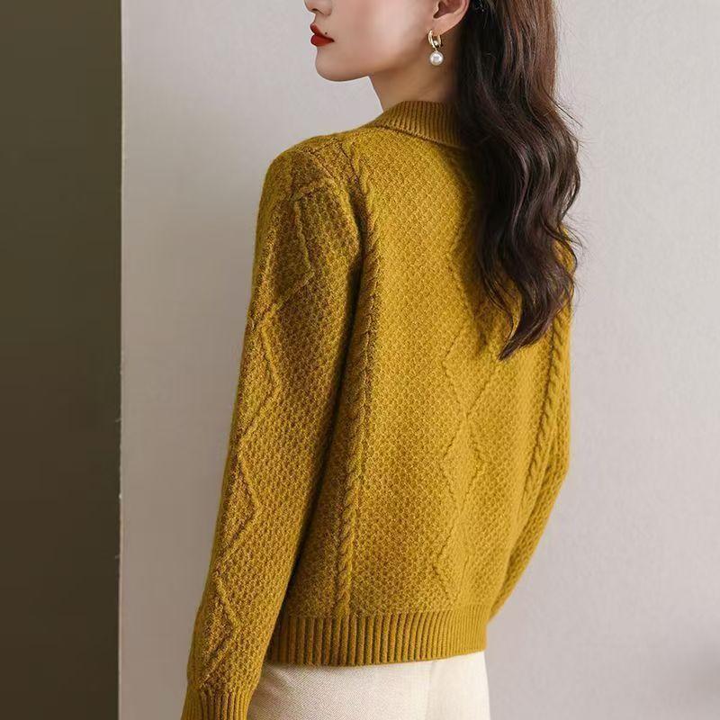 Women's Knitted Cardigan Spring and Autumn Short Fashion Sweater Jacket Top Women