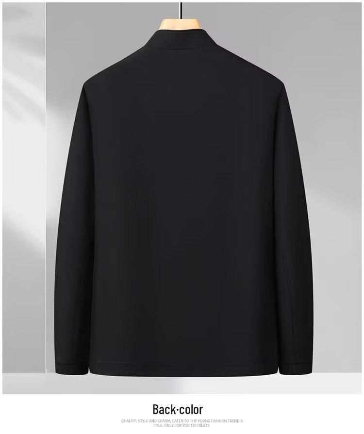 Men’s Light Luxury Double-Layer Business Casual Jacket - Stand-Up Collar, Solid Color, Suitable for Spring and Autumn