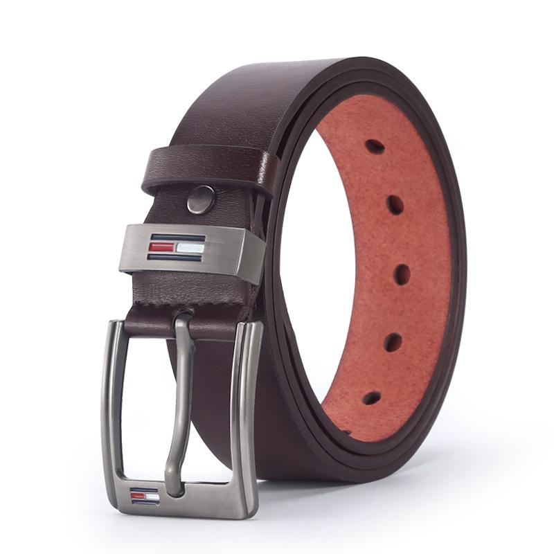 Belt Men'S Oil Drop Pin Buckle Microfiber Belt Business Belt Stall