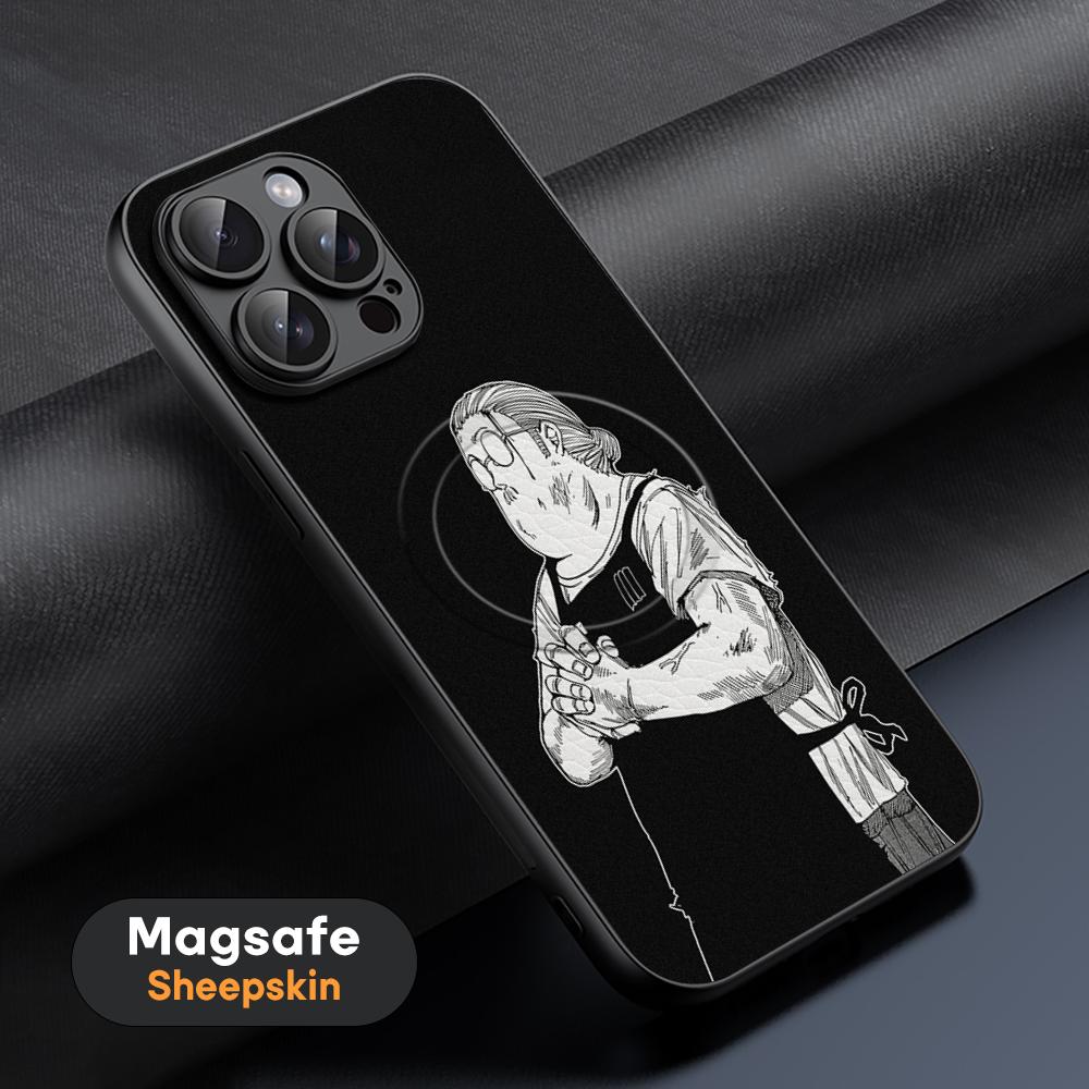Taro Sakamoto Japan hot anime Phone Case For iPhone 16 15 14 13 12 11 Plus Pro Max High-end Luxury Magsafe Sheepskin