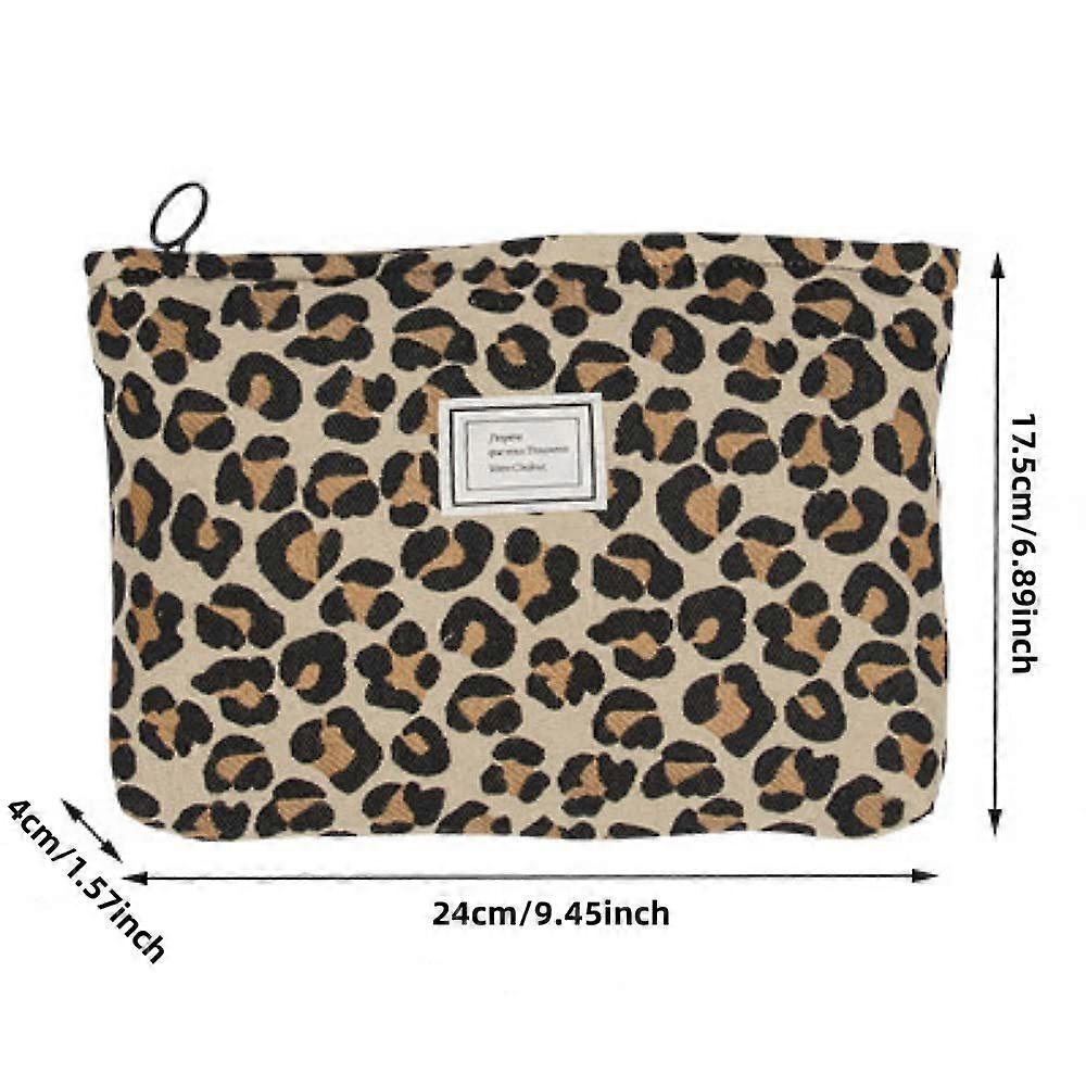 Cosmetic Bag - Leopard Bag - Canvas Waterproof Toiletry Travel Cosmetic Storage Bag, Zipper Bag Toiletry Bag for Women Girls