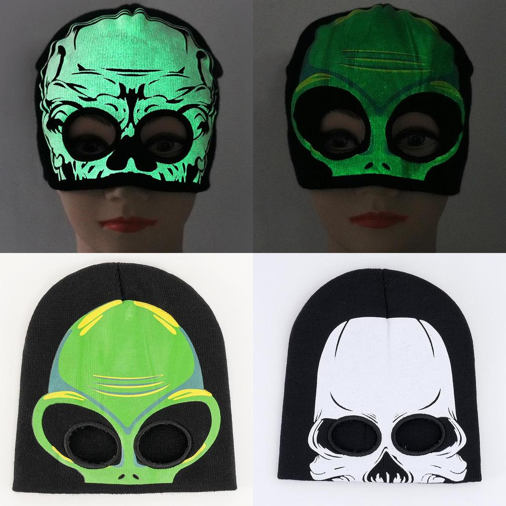 Alien Skeleton Knit Hat With Glowin Thed Ark Effect For Halloween And Winter Warmth