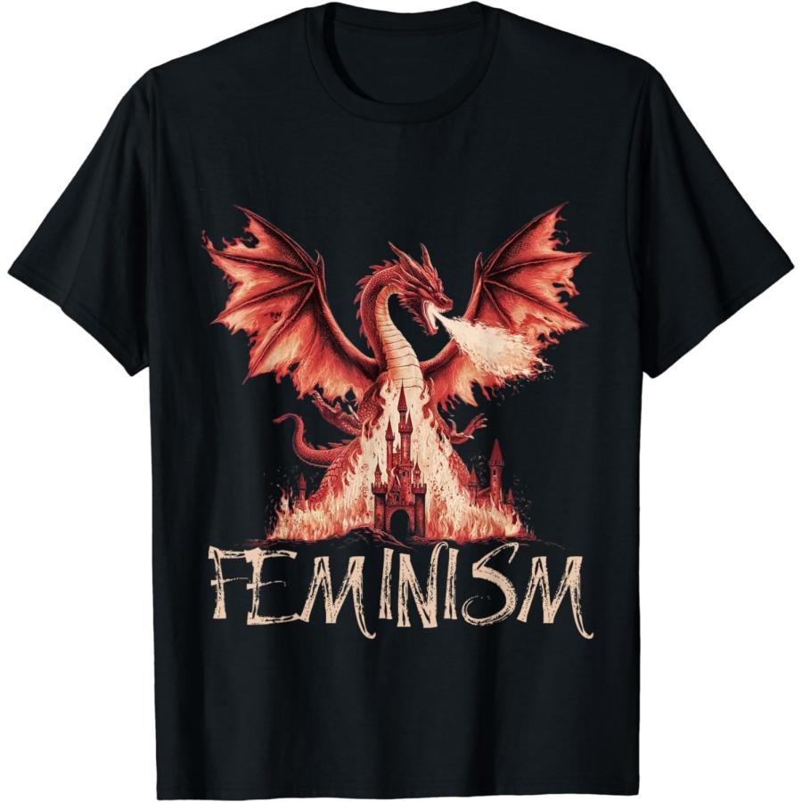 Забавная футболка с драконами в стиле фэнтези и феминизма YYUUYUU S