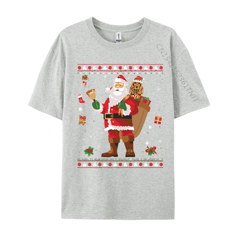 

Santa Spaniels Cocker Dog Present Tshirt Cute Style Anime Printed Tshirt Soft Cotton New Design Grey Shirt Graphic Tee S