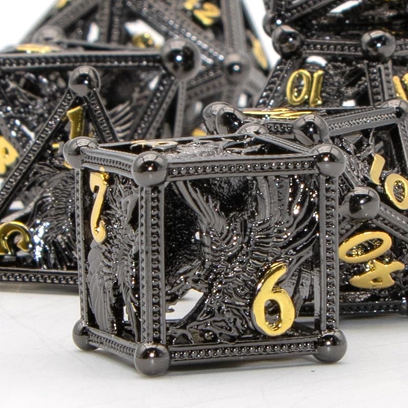 D6 Metal Dice Set, HNCCESG 6 Sided Dice 6 Pieces Solid Metal Game Dice for DND Dungeons and Dragons Role Playing Game RPG Pathfinder Shadowrun