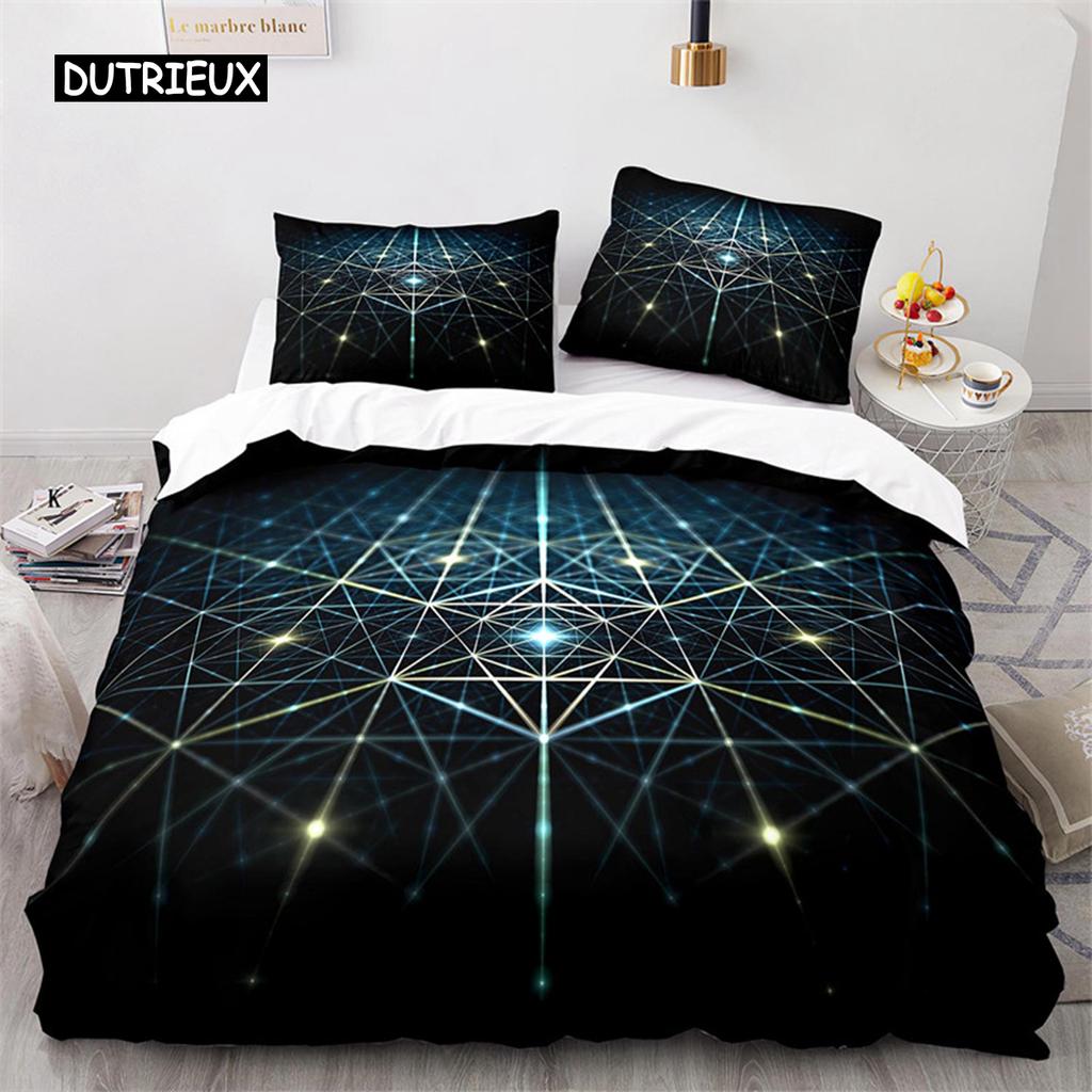 Buntes Geometrisches Bettbezug-Set Psychedelischer Wirbel Bettwäsche-Set King Queen Für Kinder Erwachsene Zimmer Mikrofaser Abstrakt Quiltbezug
