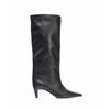 Sexy Black PU Knee-high Boots for Women Fashion Pointed-toe Kitten Heel Designer Boots Comfortable Soft Leather Zapatos De Mujer