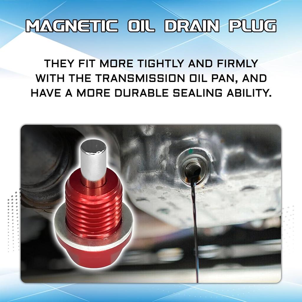 Car Magnetic Oil Drain Plug with Crush Washer Gaskets, M14×1.5 Aluminum Oil Pan Drain Plug Repair Kit, Oil Drain Nut Bolt Compatible with Ford,