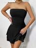 Europäischer & Amerikanischer Stil Damen Schlankes Figurbetontes Falten Bandeau Bodycon Kleid.