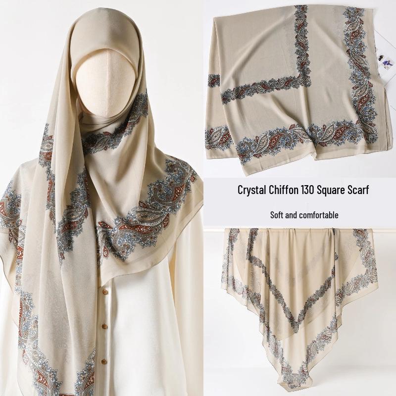 Damenmode 130x130 Seidenähnlicher Gaze Quadratischer Schal Stola - High-End, Leichtgewicht, Langer Schal
