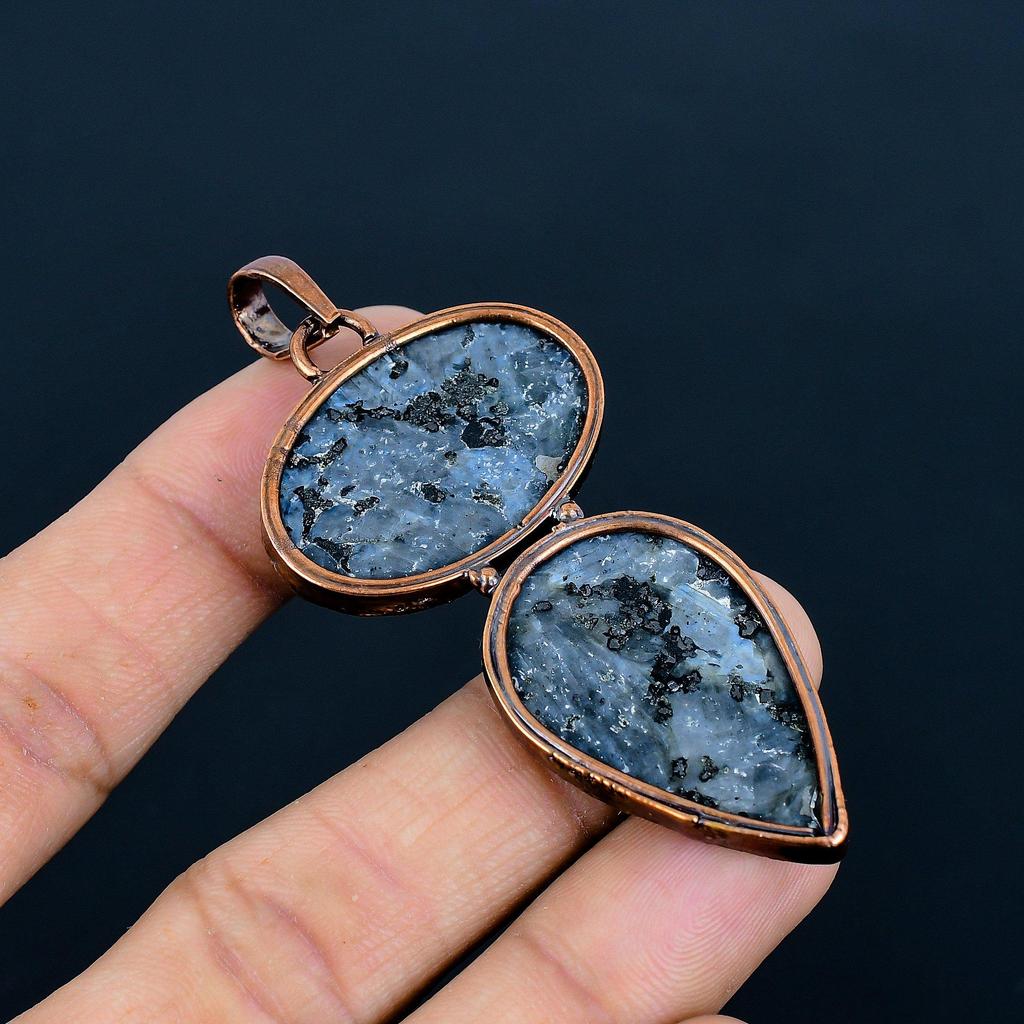 Larvikite Pendant Handmade Gemstone Jewelry, Copper Electroformed Pendant ,Unique Design Jewelry Pendant