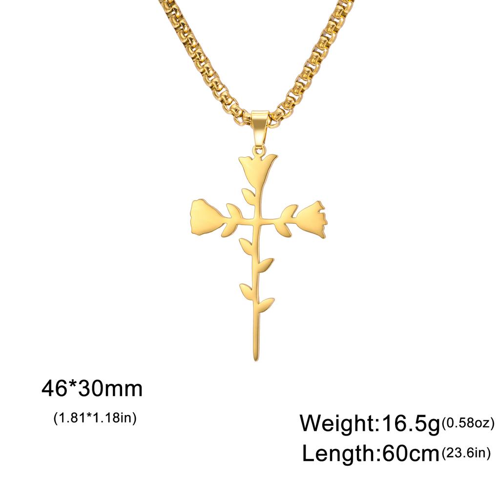 Teamer Crossed Thorns Rose Necklace Stainless Steel Jewelry For Women Men Box Chain Romantic Accessories Gothic Style Gift