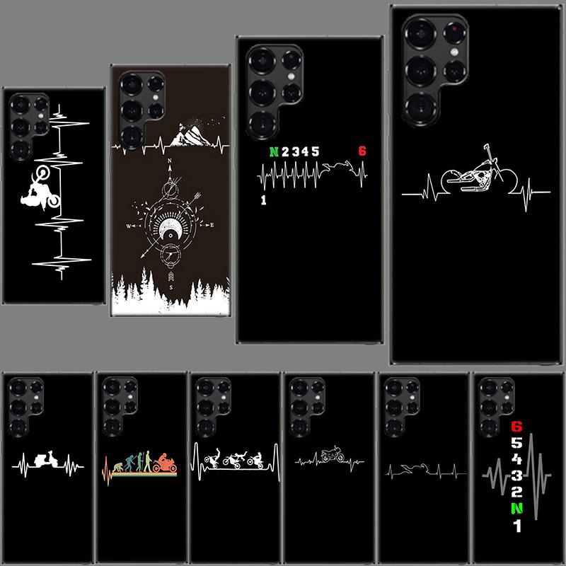 Motorcycle Heartbeat Clear Phone Case for Samsung Galaxy S24 S23 S21 Plus S20 FE S22 S26 Ultra S25 Edge TPU Capa Cases Cover She