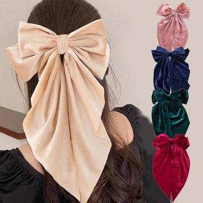 High Quality Velvet Swan Large Butterfly Knot Hair Clip Women Fringe Headwear Hair Accessories Girl Edge Top Clip Headdress