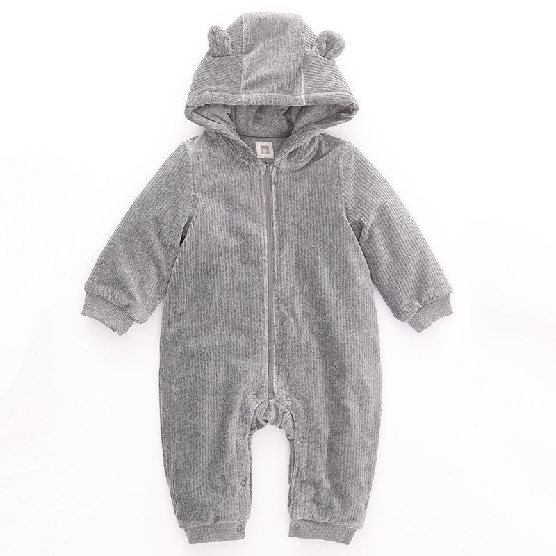 [Good] Mall Store Brand Discount Children s Clothing Winter New Thickened Warm Padded One-Piece Romper 2A119 Gray 59