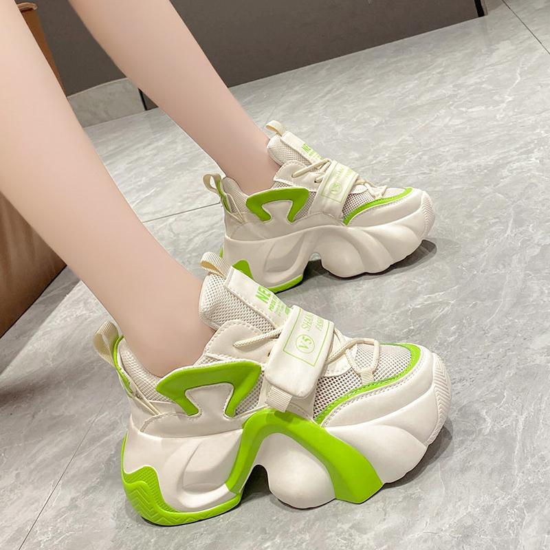 fashion Women Platform Casual Breathable Mesh Shoes 2024 New Summer Chunky Sneakers 7CM Wedge Hidden Heels Woman Hollow Leisure Shoes