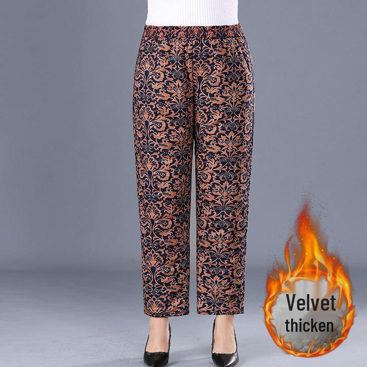 Women’s Plus Size High-Waist Fleece-Lined Cotton Pants for Winter