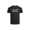 EA7 SS24 Letter Stripe Print Crew Neck Straight Fit Short Sleeve T-Shirt Men Tops Black 3DPT29-PJULZ-1200