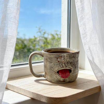 Handmade Facial Shaped Mug Fun Tongue Teasing Facial Mug Plastic Beverage Cold Beverage Cup For Home Office Desktop Decoration