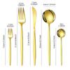 Set tacâmuri din oțel inoxidabil Portugal Gold, 24 de piese: Cuțit de Steak, Furculiță, Lingură de Hotel în Cutie Cadou