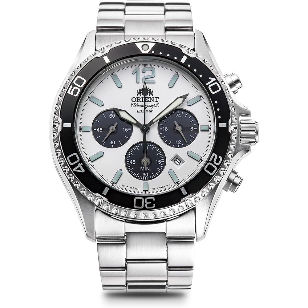 [ORIENT] ORIENT Mako Solar Panda, Made in Japan, with domestic manufacturer s warranty, RN-TX0203S, Men s, White/Silver