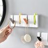 Piano Key Shaped Foldable Hook Adhesive 4 Hooks Clothes Hat Scarf Hanging Rack Household Wall Decorative Hook