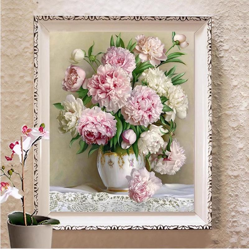 

2025 Пион Цветочный 5D Алмазная Живопись: Современная минималистичная ваза для гостиной/ресторана 30 x 40 cm