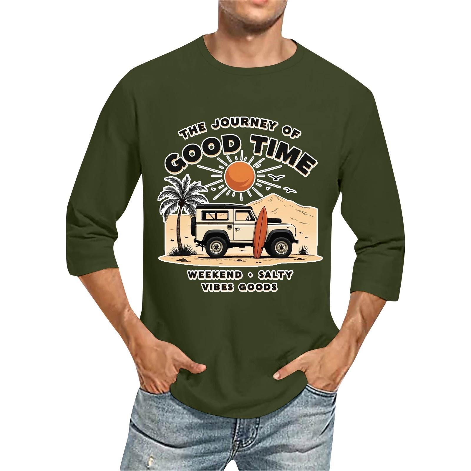 

Мужская повседневная модная футболка с круглым вырезом и рукавом три четверти L