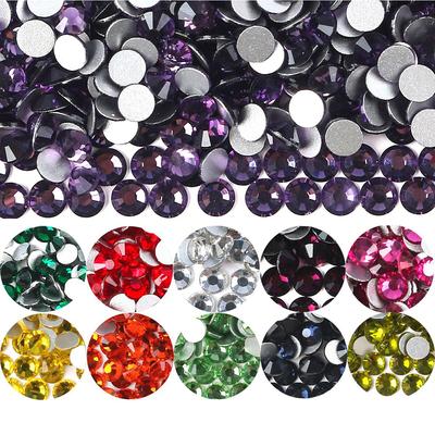 Ss3-Ss12 Imitation Austrian Crystal Glass Flat Bottom Drill Diy Mobile Phone Nail Drill Accessories Round Rhinestone Nail Sticker Drill