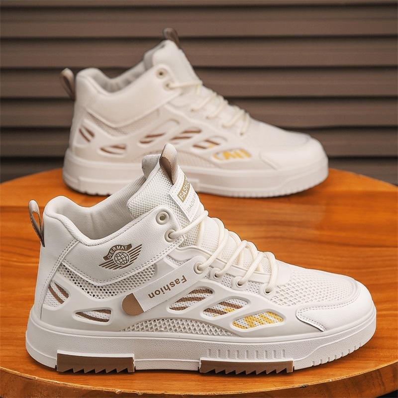 Autumn Men's Medium and High Top Board Shoes Fashion Versatile Skateboard Shoes Color Matching Student Sports Leisure Trendy Men's Shoes