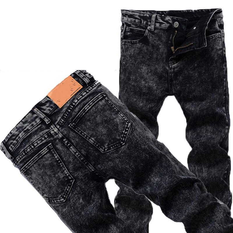 Pánské slim fit plus sametové zateplené skinny džíny v korejském stylu