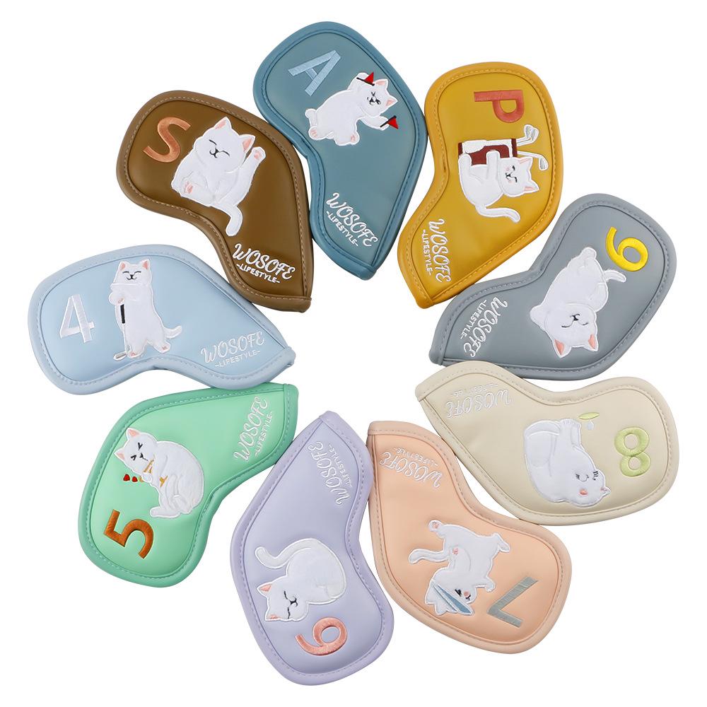 

Cute Kitten Golf Iron Covers: Mixed Color PU Protective Club Head Covers