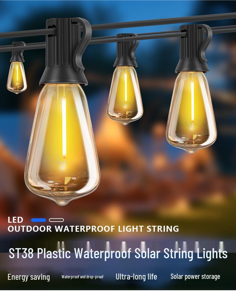 Smart Remote ST38 Solar LED String Lights - Waterproof Decorative Atmosphere for Outdoor Weddings and Camping