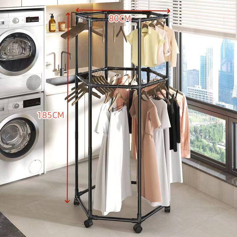Multi-Functional Rotating Floor-Standing Drying Rack for Clothes and Hats