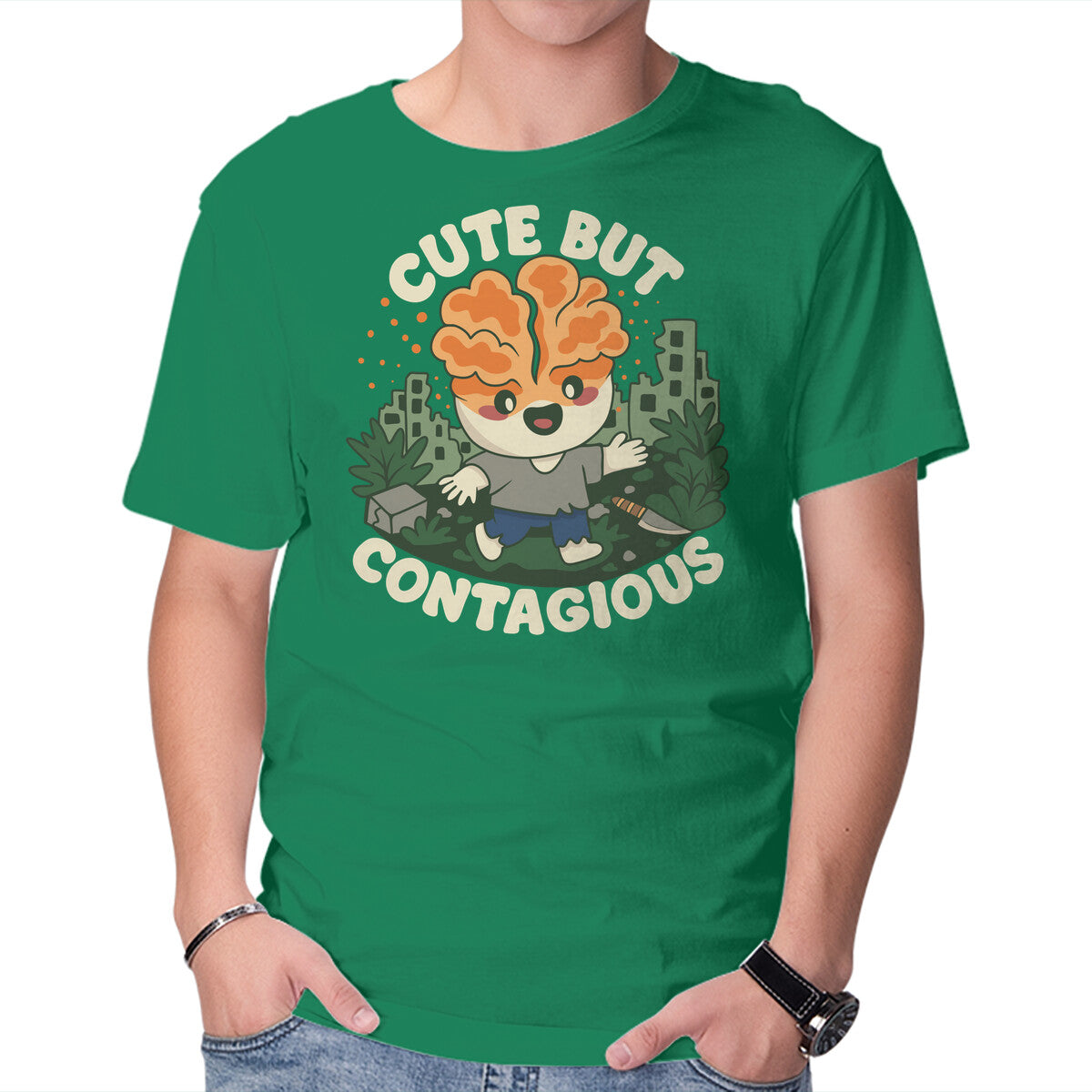 Unisex Crew Neck T-Shirt Cute But Contagious Graphic Short Sleeve Casual Tee S