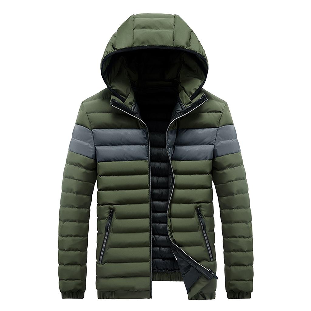 Men Winter Warm Hooded Patchwork Soft for Windproof Soft Coat  Jacket