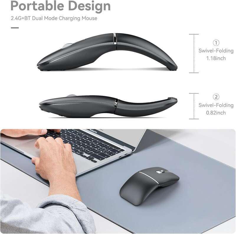 Rechargeable Dual Mode Arc-Shaped Rotatable Bluetooth Wireless Mouse
