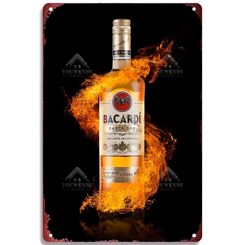 Retro Bacardi Metal Sign, Tin Sign, Rum Brand Plaque, Vintage Plates, Wall Decor, Poster, Bar, Man Cave, Shabby Chic Decorati