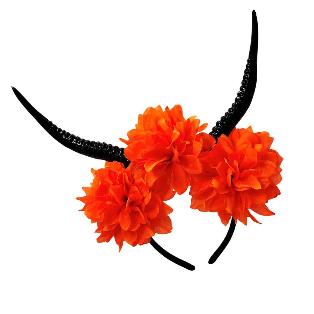 Bequemes Harz Simulations Antilopenhorn Kopfschmuck Mode Haarband mit Blumendesign für Cosplay Event