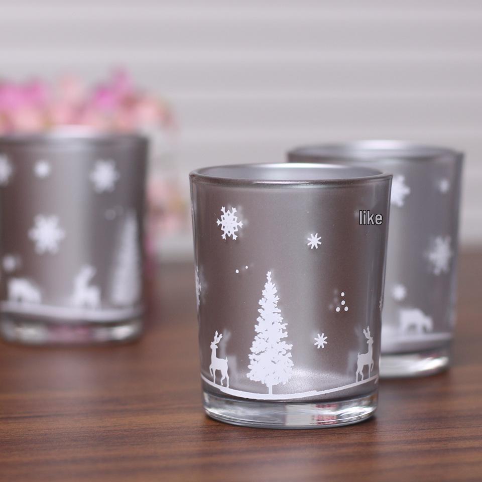Winter Forest Reindeer Glass Candle Holder for Christmas Parties