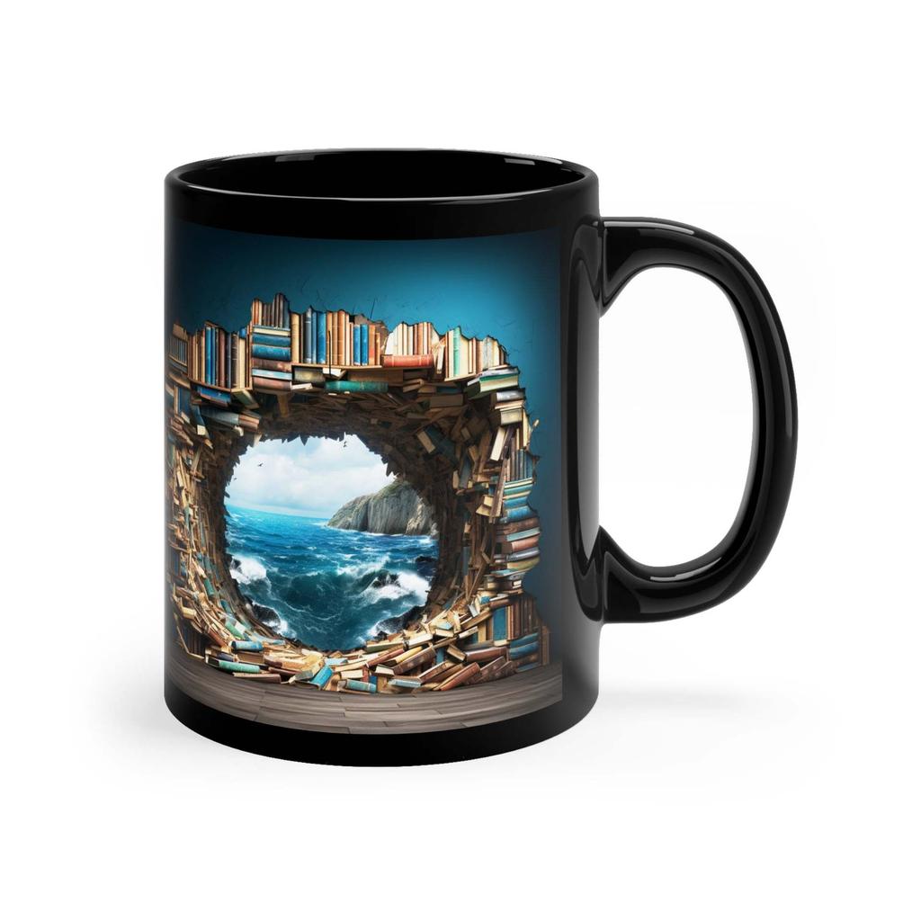 3D Bookshelf Bookshelf Library Bookshelf Ceramic Coffee Mug Water Cup New Book Lover