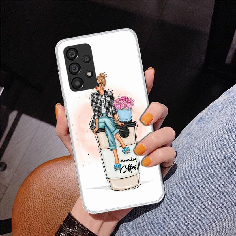 Girl Boss Female Coffee Phone Case For Samsung Galaxy A17 A16 A15 A14 A13 A57 A56 A55 A54 A53 A37 A36 A35 A34 A33 A26 A25 A24 A2